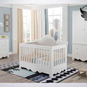اسنتثنایی ترین سرویس خواب نوزادبه همراه کنسول کمد شلف دیواری رنگ سفید